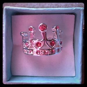 New Sterling 925 Crown Ring Sz 8 pink topaz 💟