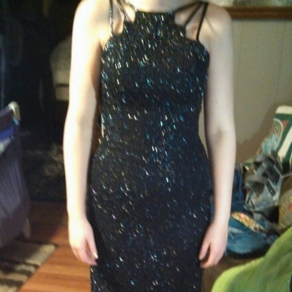 Prom dress black  covered in sequence