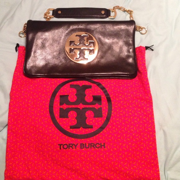 Black leather clutch