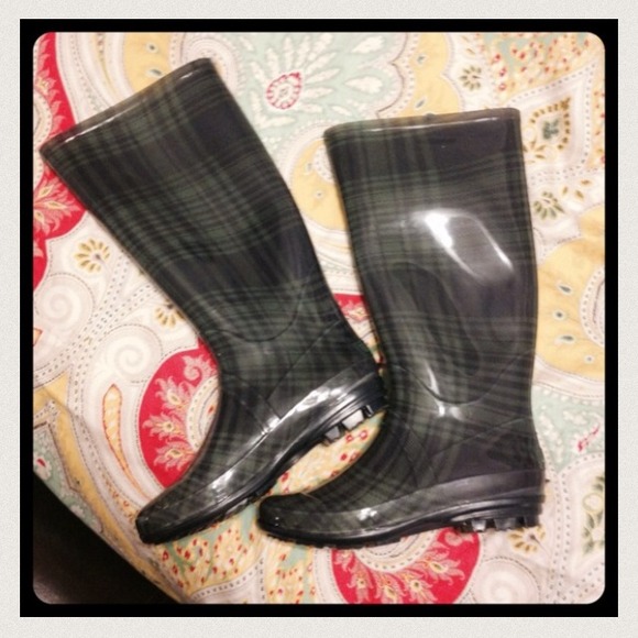 InNewCon143-GirlBrandNavyBlue/GrnTall RainBootsS8 - Picture 4 of 4