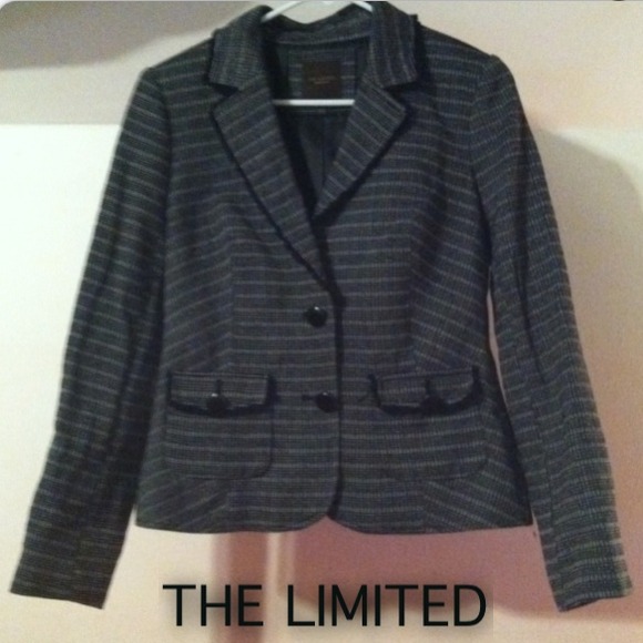 The Limited black grey tweed blazer