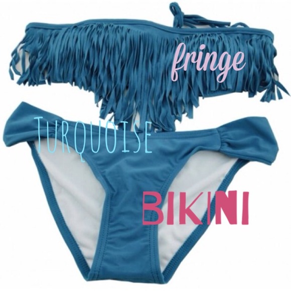 Turquoise fringe bikini