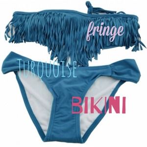 Turquoise fringe bikini