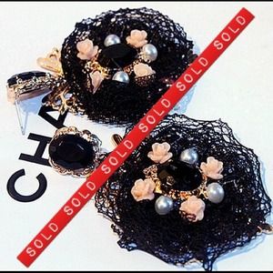Black Lace & Acrylic Earrings