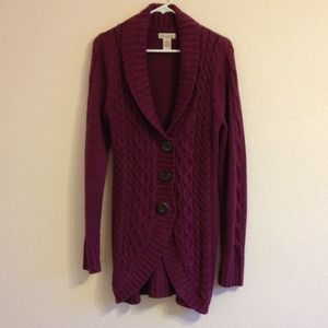 Long purple knit sweater
