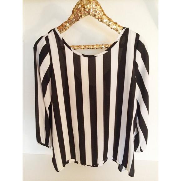 Tops - Striped Bow Top