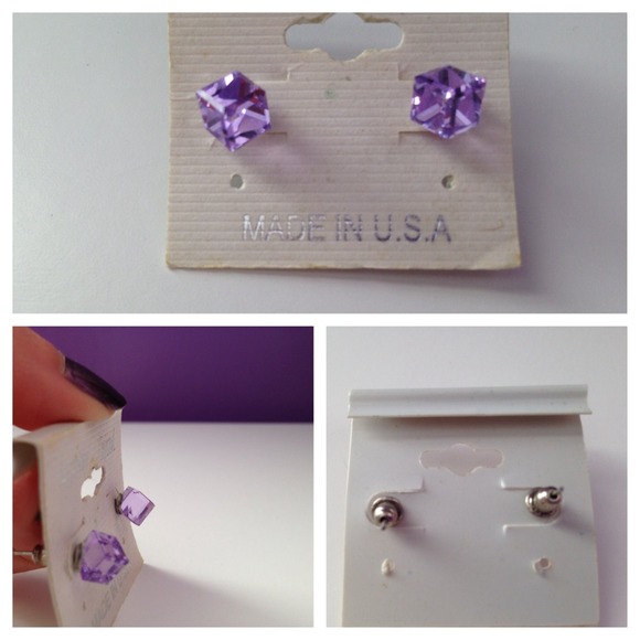 Purple Cube Stud Earrings