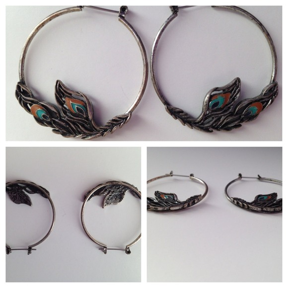 Peacock Hoop Earrings