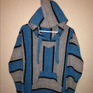 90s Baja rag surfer beach hoodie grunge skate m