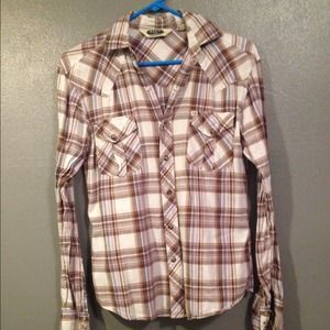 Urban outfitters Brown/Ivory/light blue button up
