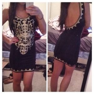 Embellished Open Back Dress