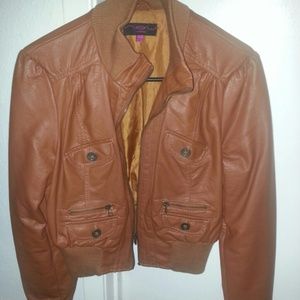 Rust colored pleather jacket