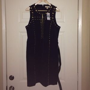 Michael Kors Navy Studded Belted Dress