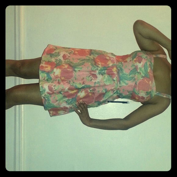 Beautiful pink/ green floral pattern Summer dress