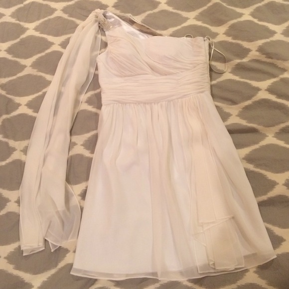 J. Hoaglund White One Shoulder Ruched Dress Size 8