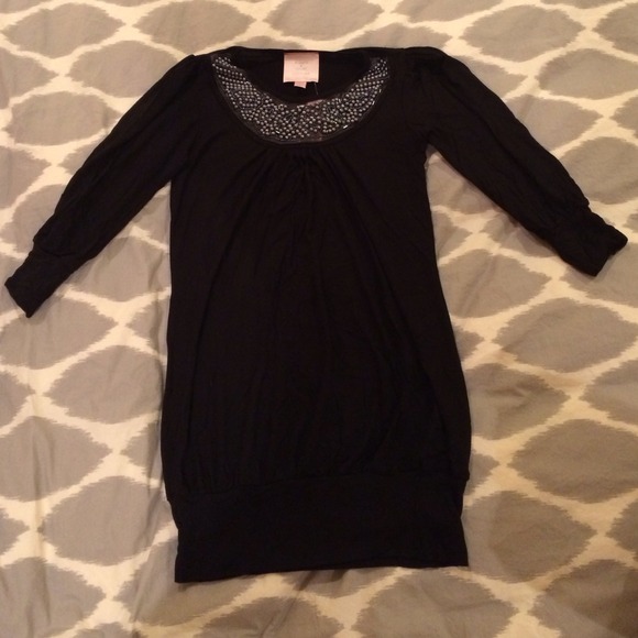Romeo & Juliet Couture Black Beaded Tunic Size S