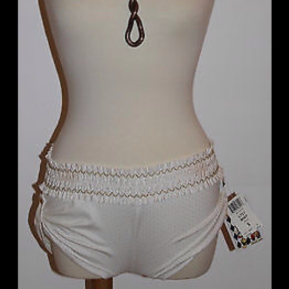 B SWIM,Small,White/Gold,Hey Shortie,Beach Shorts