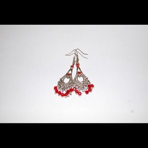 Red and silver earrings