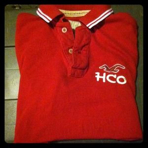 Red hollister short sleeve collard shirt.