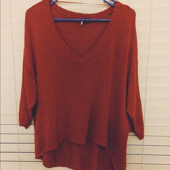 Orange 3/4 Sleeve UO Cropped Sweater