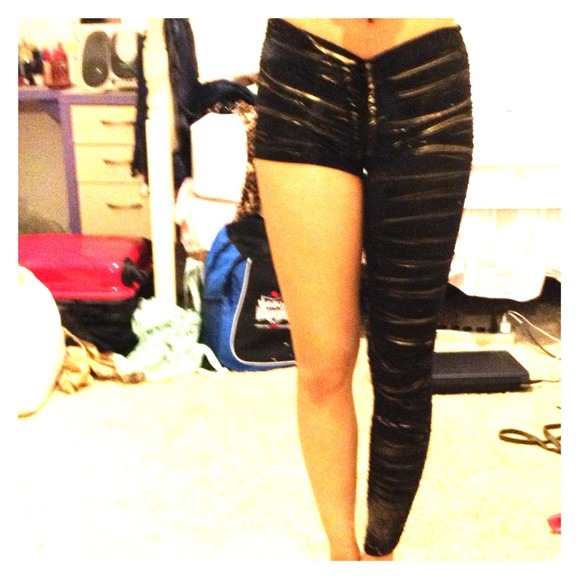 One legged black and gold leggings
