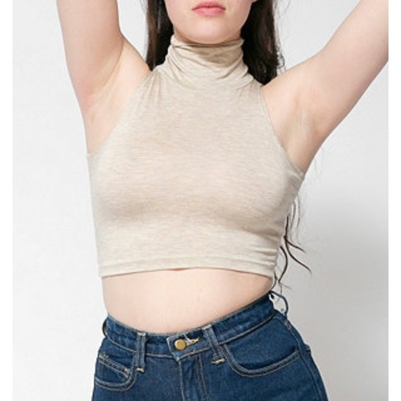 ❌SOLD cotton spandex jersey turtleneck crop top - Picture 1 of 3