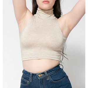 ❌SOLD cotton spandex jersey turtleneck crop top