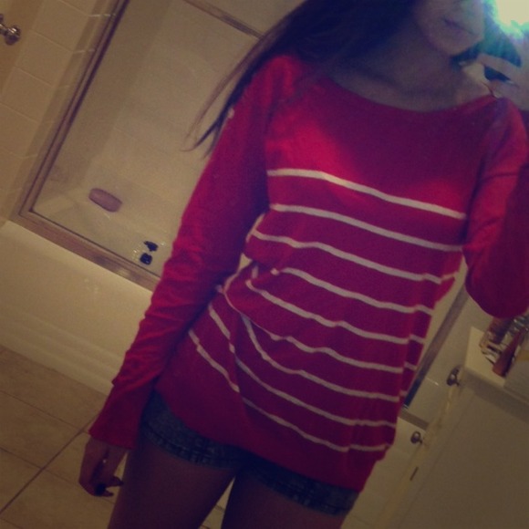 red stripped sweater