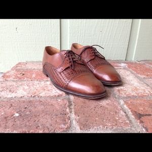 Mens 8.5 Mezlan Brown Leather Oxfords dress shoes