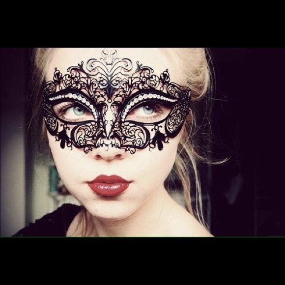 Black Metal Laser Cut Venetian Masquerade Mask