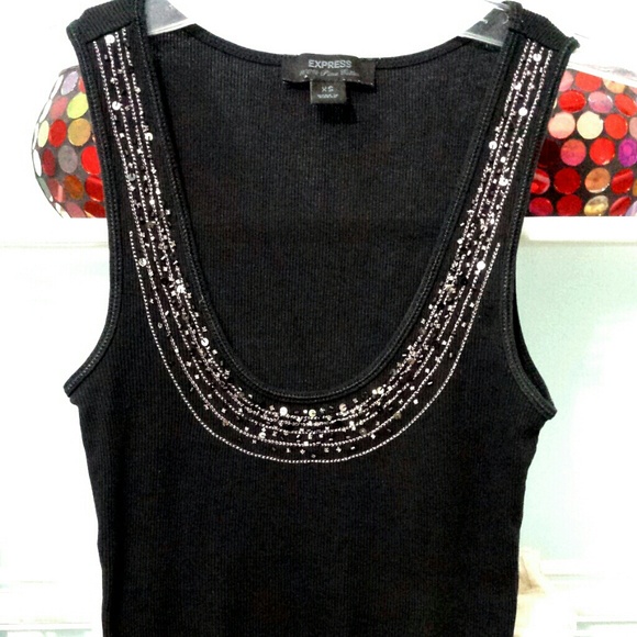 XS Black EXPRESS tank top w rhinestones