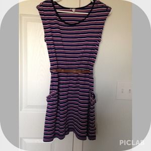 Cotton striped dress with belt