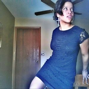 Sexy Crochet black short dress