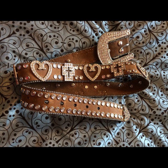 Rhinestone tan belt