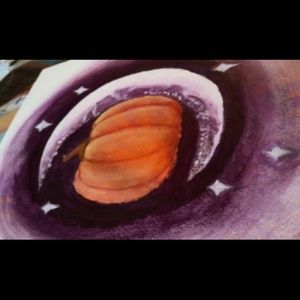 Pumpkin and moon oil painting