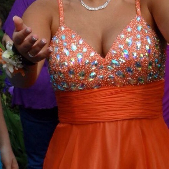 Coral beaded prom dress! - Picture 2 of 2
