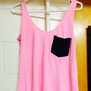Pink and black tank top