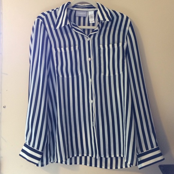 VINTAGE size 8 striped black/white button down