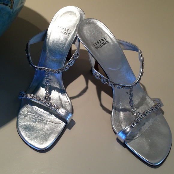 Stuart weitzman silver rhinestone sandal