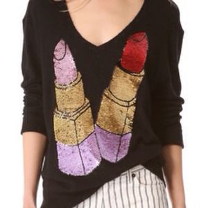 Wildfox white label sequin lipstick sweater