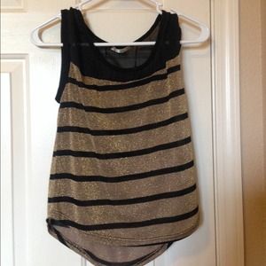 Black and gold glitter striped top