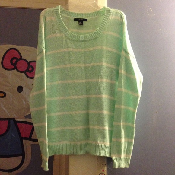 Mint with white stripes sweater
