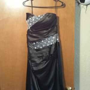 Formal black dress with rhinestones