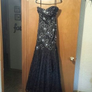 Formal black dress lace and rhinestones