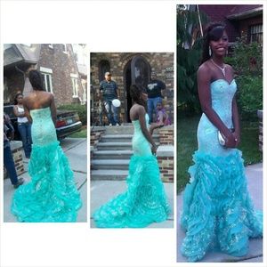 Mint blue prom dress