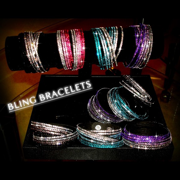 🔴SOLD! Crystal Wrap Bling Bracelets Blue Purple