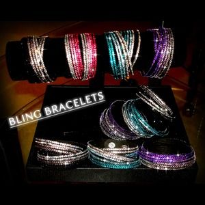 🔴SOLD! Crystal Wrap Bling Bracelets Blue Purple