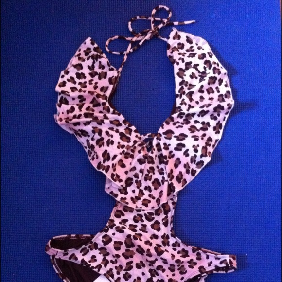 Cheetah halter cut-out bikini