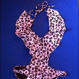 Cheetah halter cut-out bikini