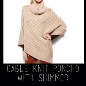 Steve Madden Cable Knit Poncho with shimmer